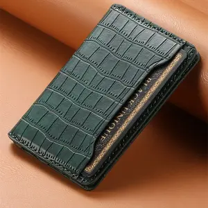 Casespace Crocodile Pattern PU Leather credit card magnetic elastic wallet with magnetic accessories ID card clip wallet