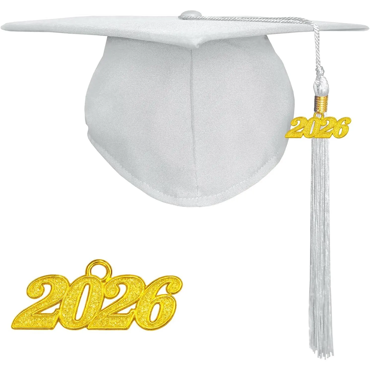 Matte Graduation Cap & 2026 Tassel Set, Adjustable Elastic Unisex Adult Grad Photo Props for High School, College Ceremonies