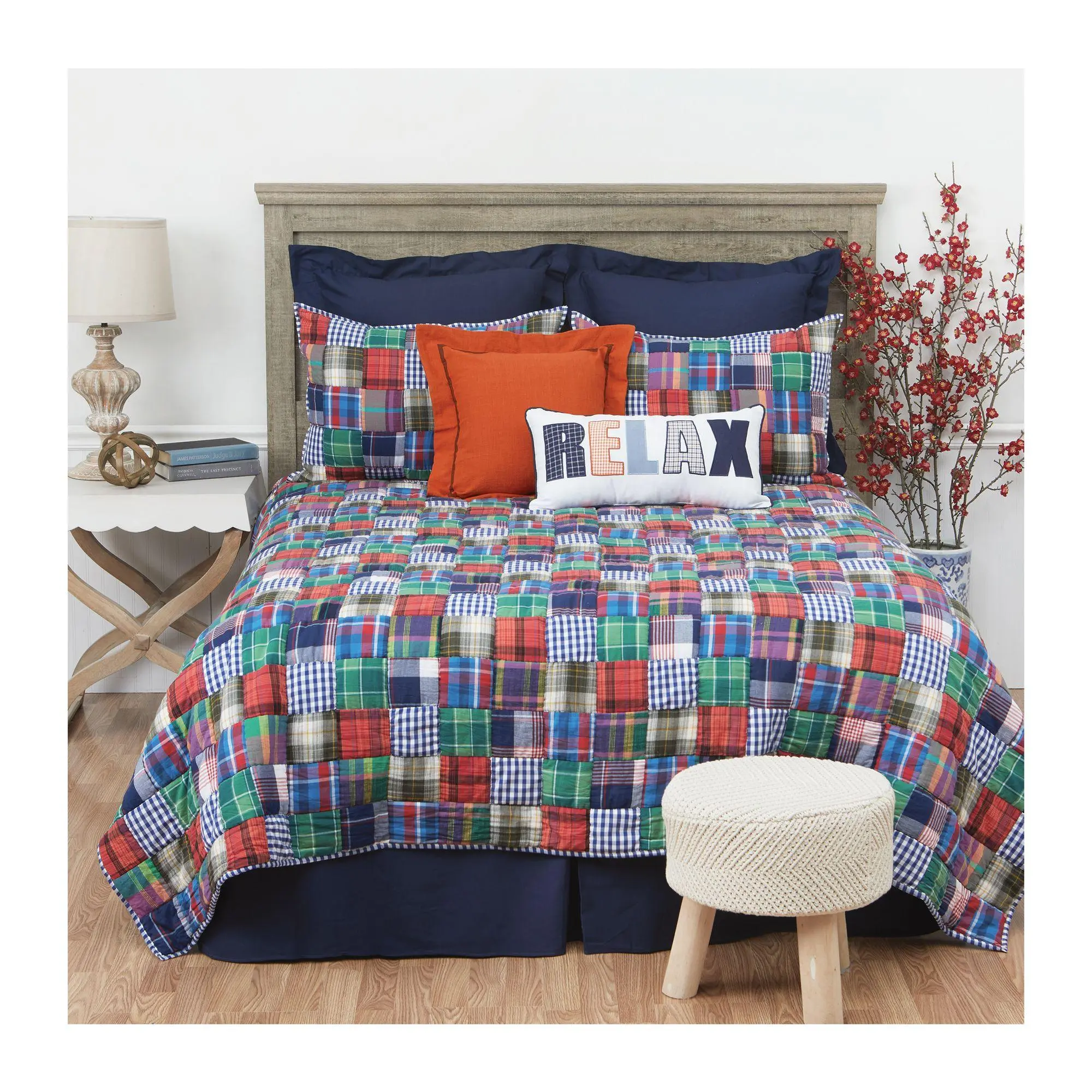 102" x 118" Madras Plaid 1-Piece Queen Bedspread by Valerie