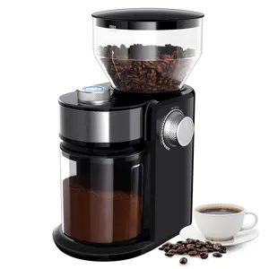 SHARDOR Electric Metallic Burr Coffee Grinder, Coffee Equipment with 16 Adjustable Grind Levels, Easily Removable & Cleanable Parts, US Plug, For 2–14 Cups, Black & Silver for Home Daily Brewing