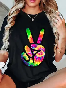 100% Cotton Tie Dye Peace Sign Retro Costume Idea Peace And Love Design T-Shirt