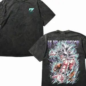 Goku Ultra Instinct Anime T-Shirt - Vintage Washed Heavyweight Cotton Tee, DB Super Graphic Streetwear, Retro Oversized Saiyan Shirt for Men & Women