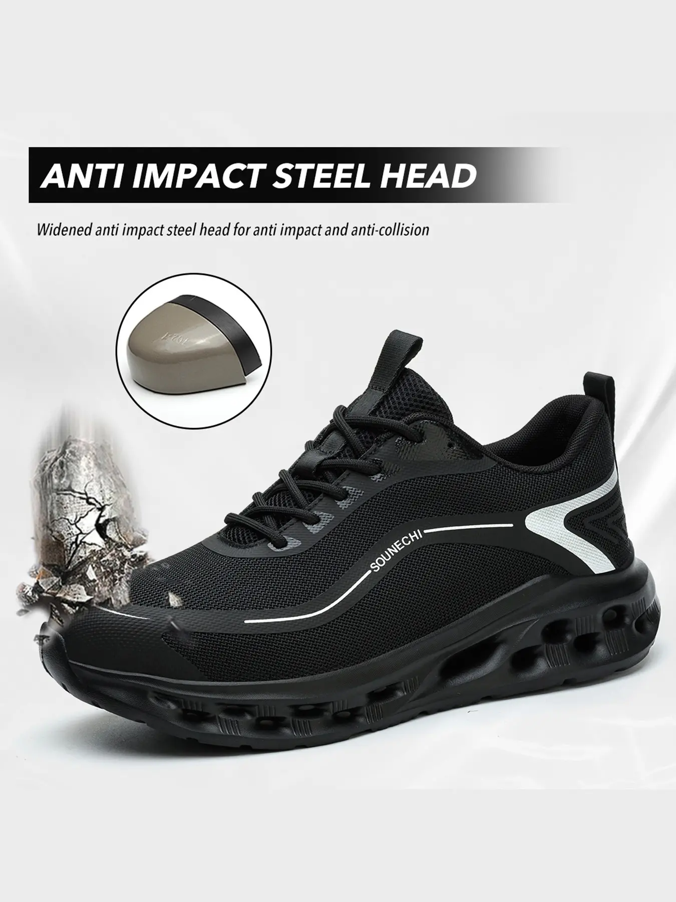 Steel Toe Work Shoes for Men and Women, Work Boots, Lightweight Breathable Anti-Scratch Safety Steel Head Sneakers, Durable Construction Footwear, Work Style Shoes