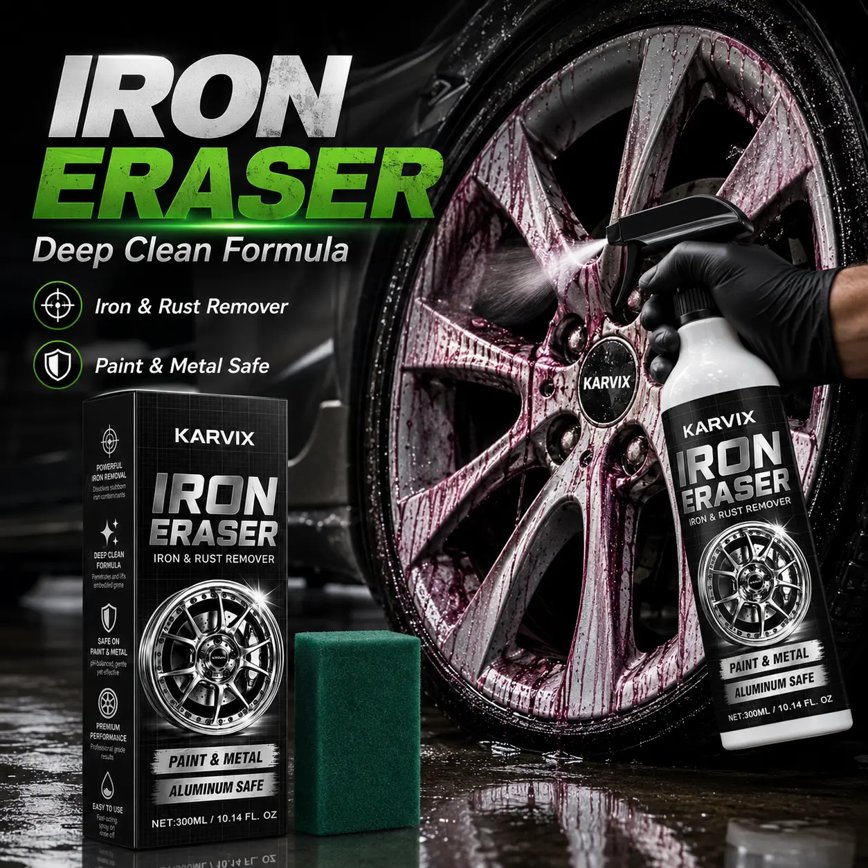 Iron Eraser Iron Rust Remover Spray For Cars Brake Dust Iron Remover Fast Rust Removal Cleaner Safe For Paint & Wheels Restores Metal Surfaces Premium Car Care Washing Maintenance Fluid