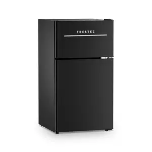 Frestec Mini Fridge with Freezer 3.2 Cu.Ft. 2 Door Refrigerator and Freezer Small Fridge for Bedroom Home Office Dorm, Small Drink Chiller, 37 dB Low Noise, Stainless Steel