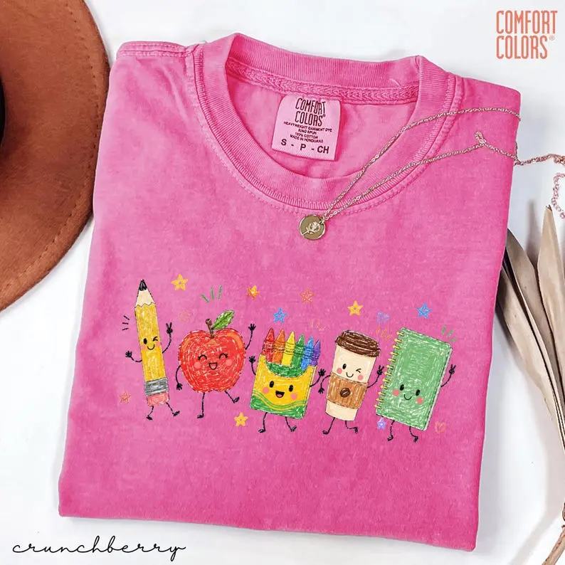 Comfort Colors Back To School Shirt Cute School Supplies Shirt Teacher Student Shirt Doodle Classroom Shirt First Day Of School Gift