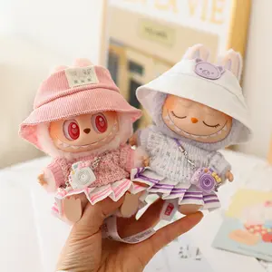 Laboo Blind Box Doll Clothes Set - Cute Sitting Party Outfit with JK Pleated Skirt (Perfect for Laboo Pendant Dolls） Playful Touch Collectible Fashion