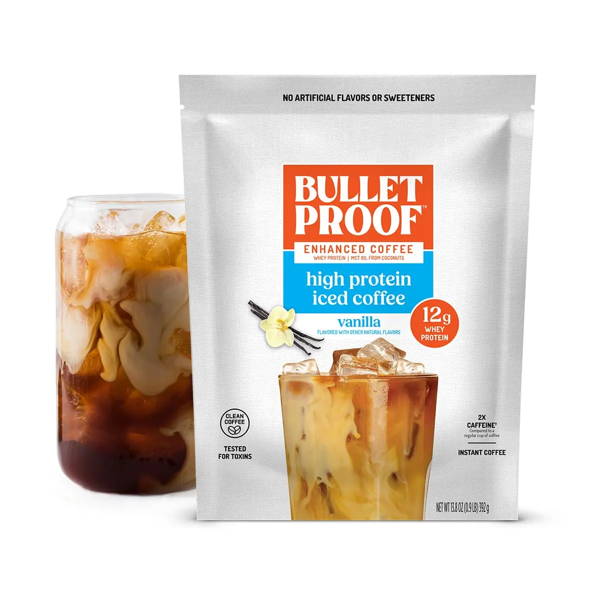 Bulletproof High Protein Iced Coffee, Vanilla — 12g Whey Protein Instant Coffee, No Artificial Flavors or Sweeteners, Toxin-Tested, 13.8 oz