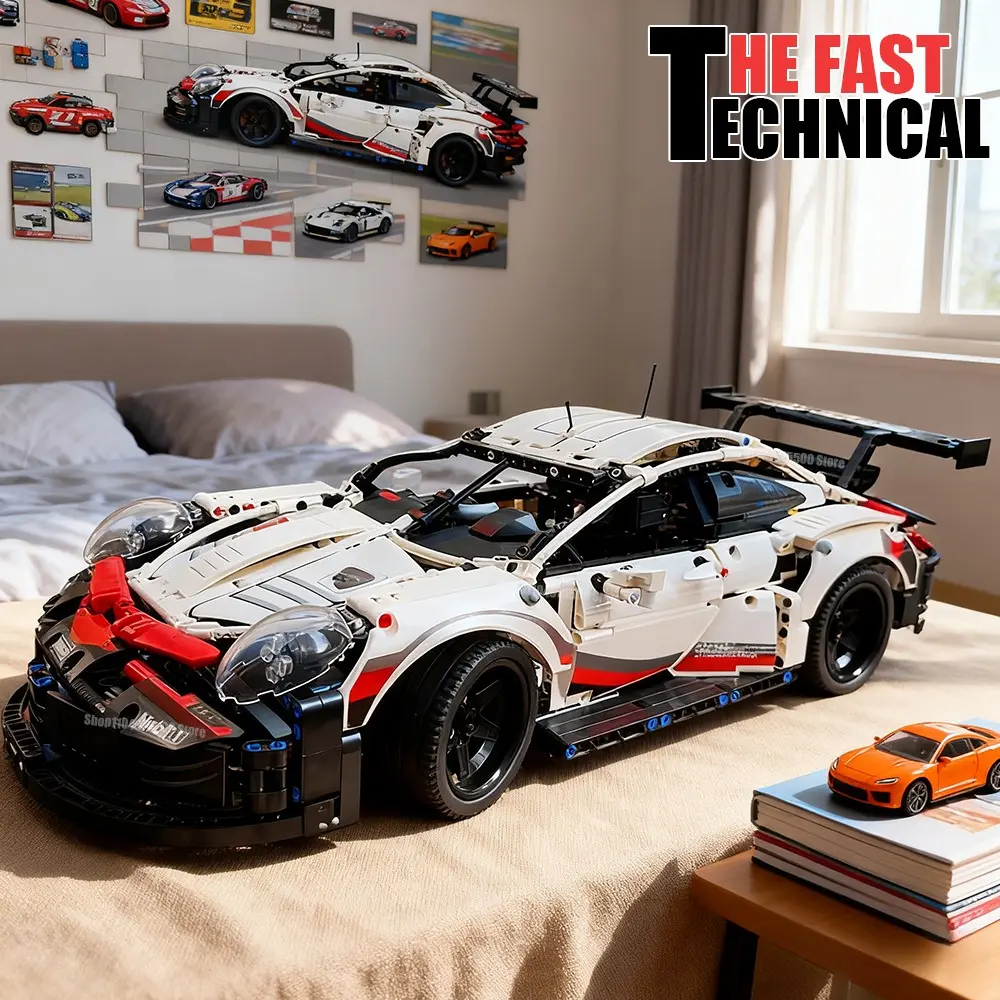 Perfect Gift Creative Porsche 911 Racing Model Toys, Interactive Building Blocks Bricks, High-Performance Sports Car Model, Technology Series