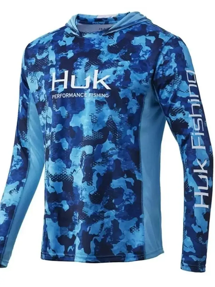 Men's Long Sleeve Hooded Fishing Shirt - Dry Fit, UV Protection, Cooling, Breathable Quick Dry Professional Outdoor Sportswear, Casual Streetwear Layer extra large men