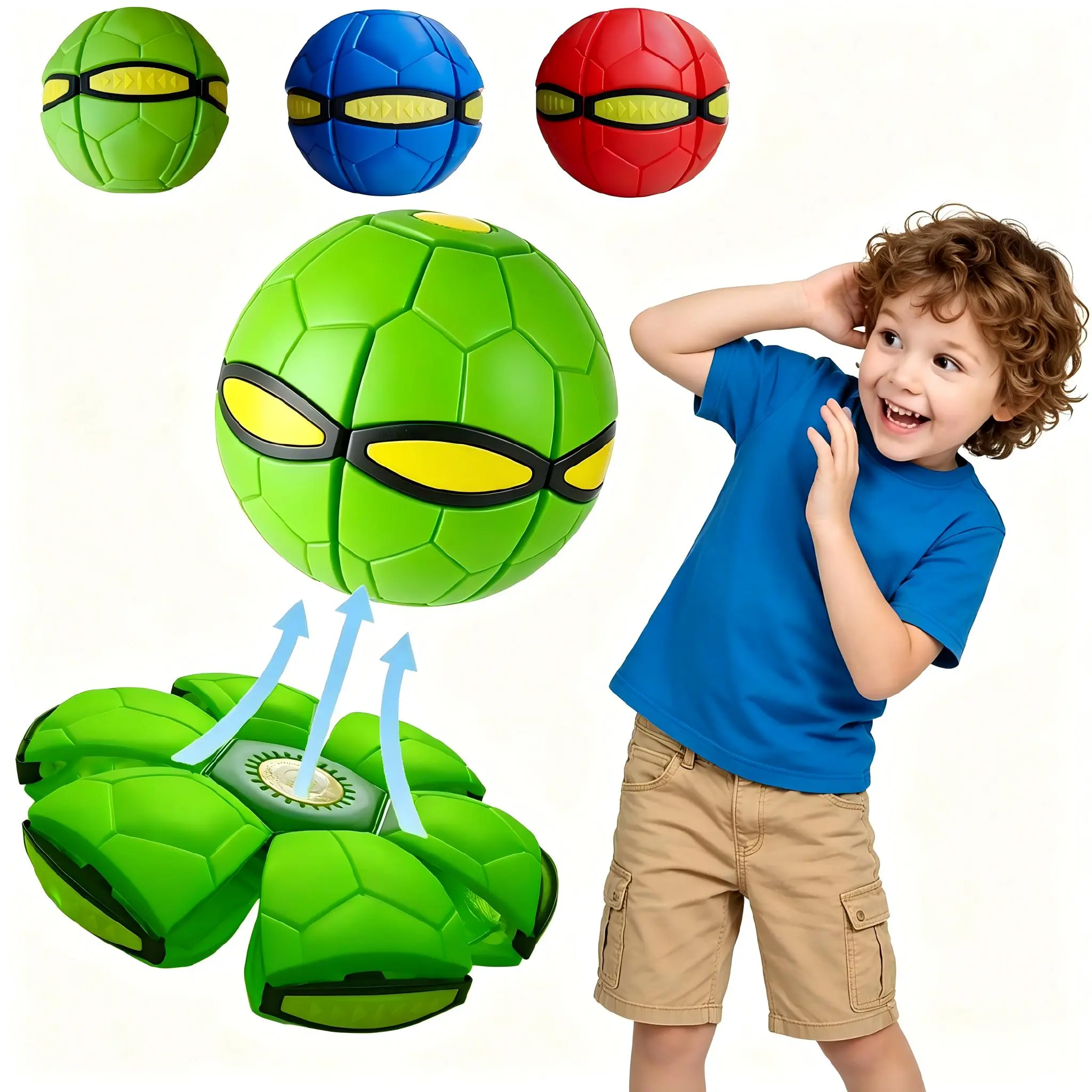 3PCS-Children's Bouncing Ball,Magic Metaball,Magic Flying Saucer,Bouncy Ball,Kids Toy Ball,Parent-Child Interaction yoga ufo toddler energy burner flat outdoor sport cool gifts for bounce fun holiday