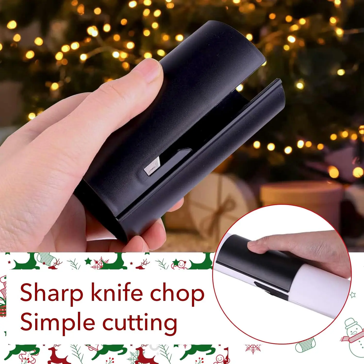 1PC Christmas Wrapping Paper Cutter – Safe & Easy Gift Wrap Tool, Smooth Straight Cuts for Holiday Gift Wrapping