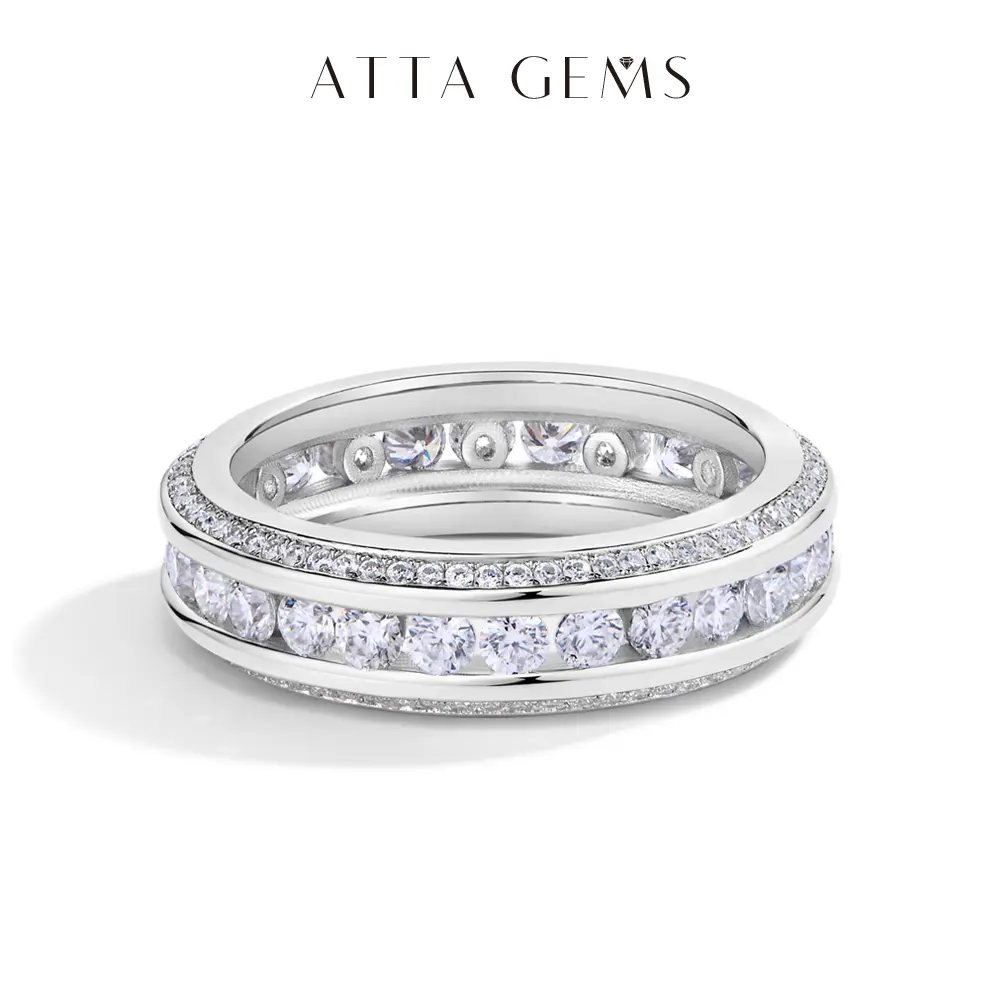 Elegant Glittering Moissanite Decorated Ring, 2.3mm Special Design Synthetic Eternity Ring for Women, Ideal for Daily Wear, Birthday Present R158, Elegant Glittering Ring summerwins tiktokshopbacktoschool