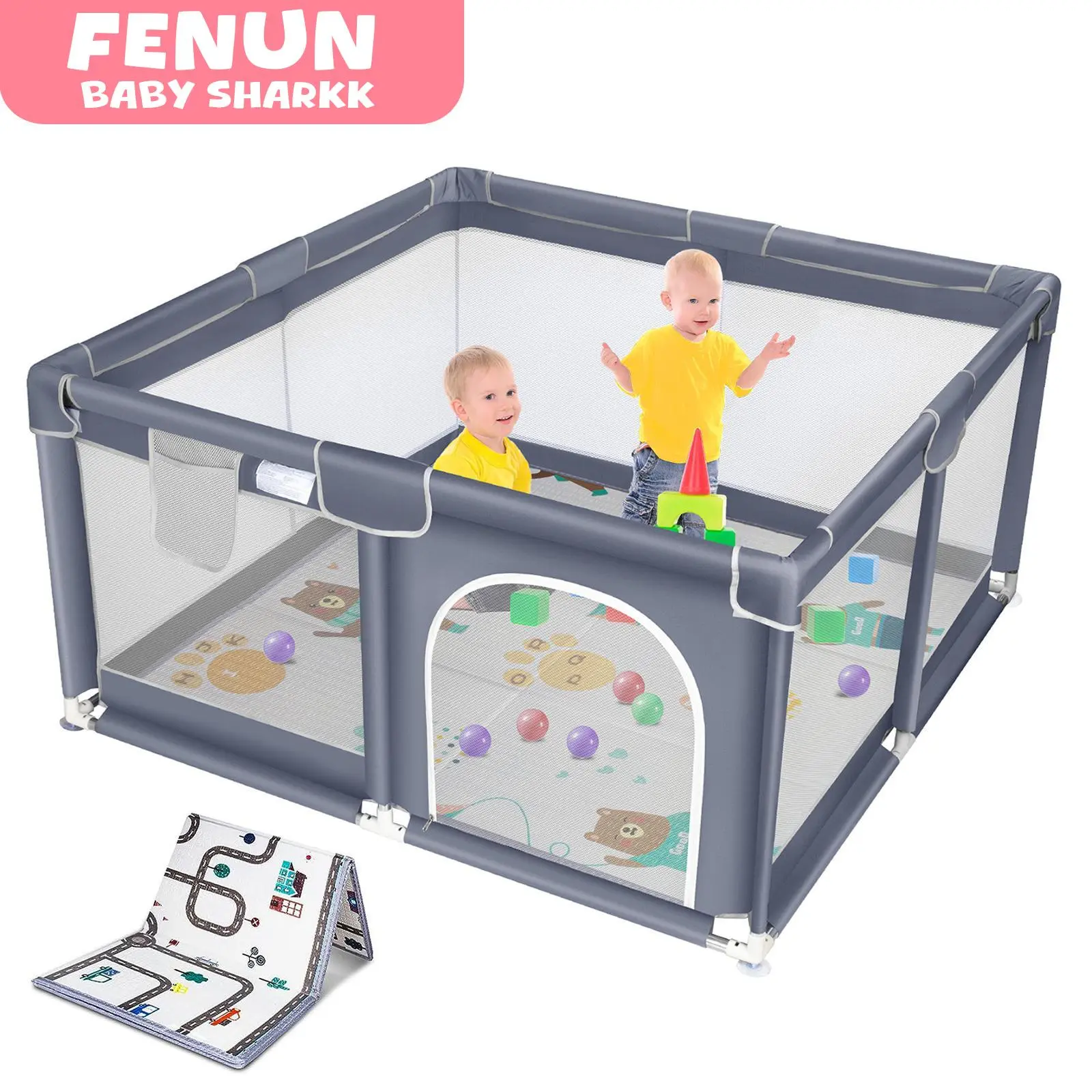 Baby Playpen with Anti-Slip Mat for Indoor&Outdoor Playard Kids Activity Center with Gate, Portable Fence Area for Babies and Toddlers playpen Summer Sale