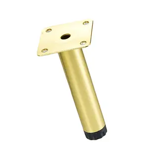 4.92inch  Modern Luxury Metal Table Legs with Polished Golden Feet - Furniture Legs Suitable for Cabinets, Beds, Sofas, Benches - Installation, Metal