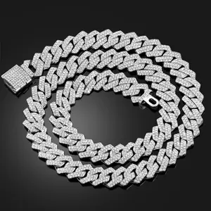 Unisex Diamond-Encrusted Cuban Link Chain Necklace, 2026 Trendy Hip-Hop Costume Jewelry, Ideal Gift Accessory with Optional Matching Bracelet
