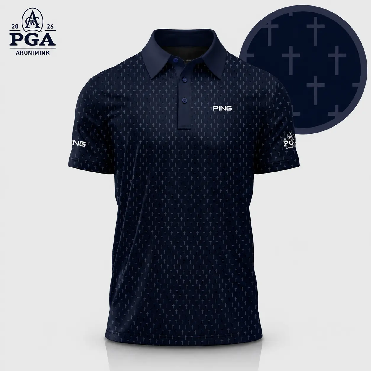 Moisture Control PING Men's Golf Polo PGA Aronimink Micro Geometric Print Made in USA