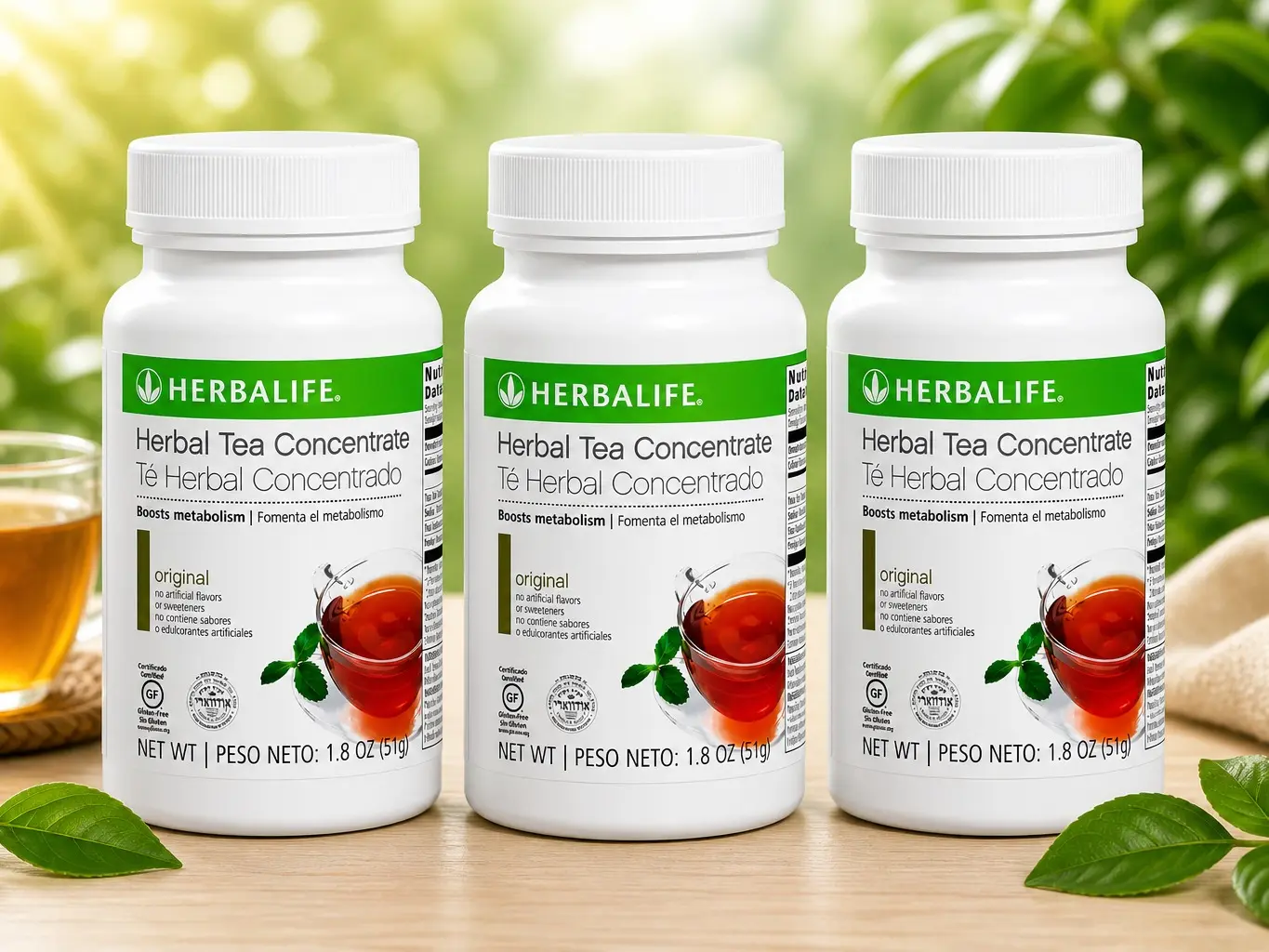 3 Bottles Herbalife Herbal Tea Concentrate Original 1.8 oz - Gluten-Free Daily Hydration & Wellness Supplement for Adults, Natural Green Tea Extract, Caffeine,  - Beverage