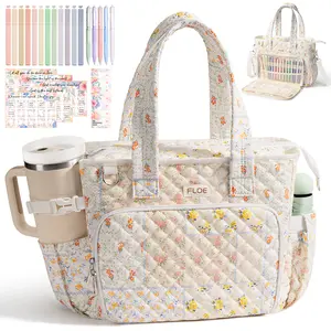 FLOE Large Bible Bag for Women Bible Cover Case, Quilted Puffer Bible Tote Bag Church Bag w/Shoulder Strap, Bible Study Supplies Journaling Kit Accessories Mothers Day Easter Christian Gifts for Women Mom