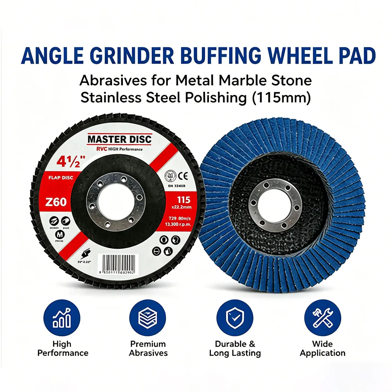 25 Pack Flap Discs 4 1/2 for Angle Grinder Sanding Disc,Grit T29 Flap Disc, 7/8 Inch Zirconia Abrasive Grinding Wheel Disc for Metal, Wood, Stainless Steel Finishing