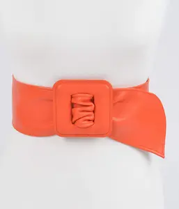 Orange Leatherette Square Belt