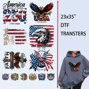 US America 250 Anniversary & July 4th DTF Transfer Gang Sheet (23x35in) - Ready-to-Press Iron-On Decals for DIY Shirts, Hoodies, Crafts
