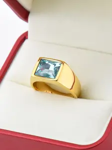 LuLuxury Men's Square Gemstone Statement Ring - Perfect Gift for Him, 316L Stainless Steel