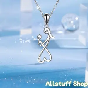 Mother-Daughter Heart Initial Matching Couple Necklaces - Warm, Simple, Personalizable, Adjustable Interchangeable Fashion Statement Costume Jewelry for Party Commemoration, Christmas Gift, Heart Initial Necklace