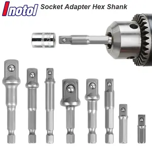Socket Adapter Set 1/4inch Hex Shank for Impact Drivers Nut and Drill Bits, 1/4 3/8 1/2 Inch Square Drive Extension, Power Tool Accessories Kit for Screwdriver, Cordless Drill, Power Drill