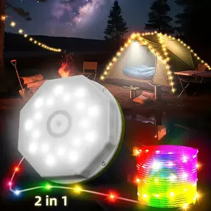 2-in-1 Camping String Lights, Upgraded Rope Lights, 4 Lighting Modes, Durable ABS, USB Rechargeable, Led Outdoor Waterproof - Portable Camping String Lights, IP44 Rated for Camping, Hiking, Christmas Decorations, Halloween Decorations