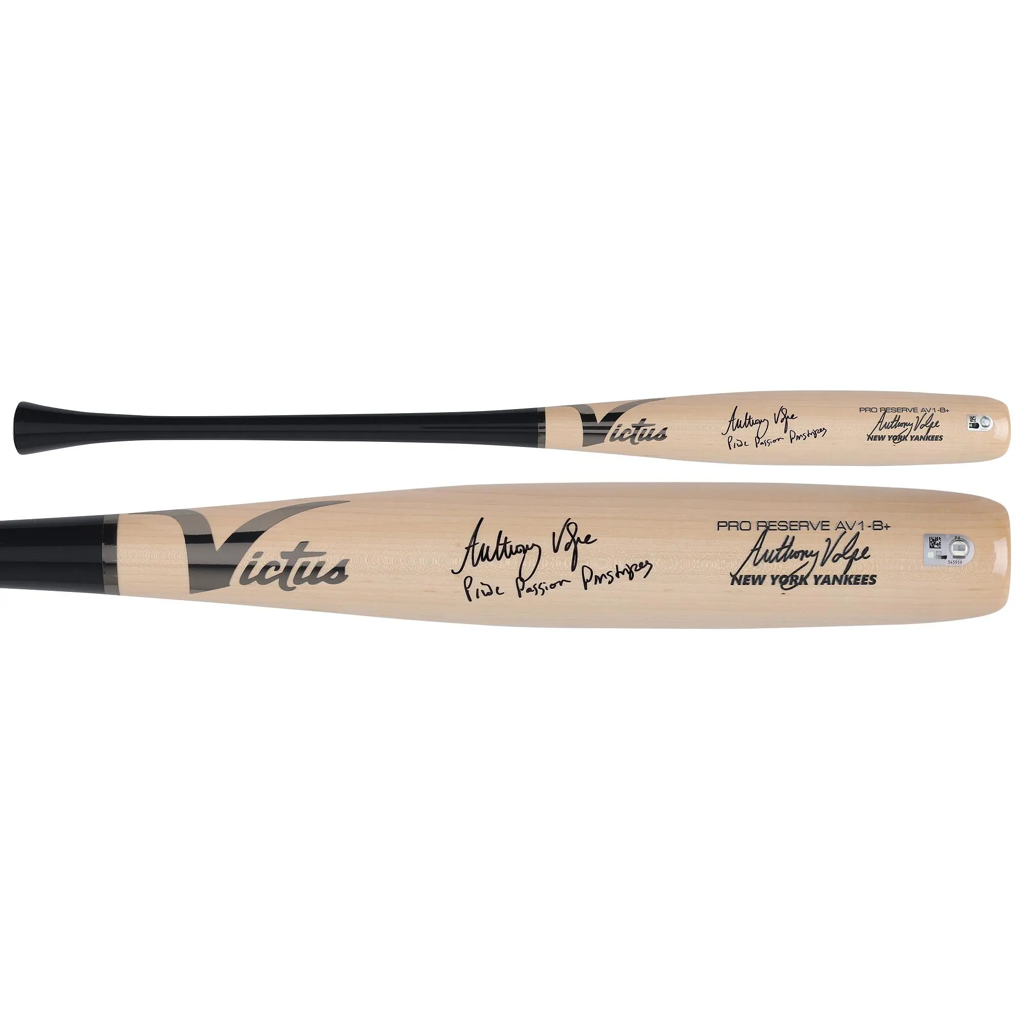 Anthony Volpe New York Yankees Autographed Victus Game Model Bat with "Pride. Passion. Pinstripes." Inscription - Fanatics Authentic Certified