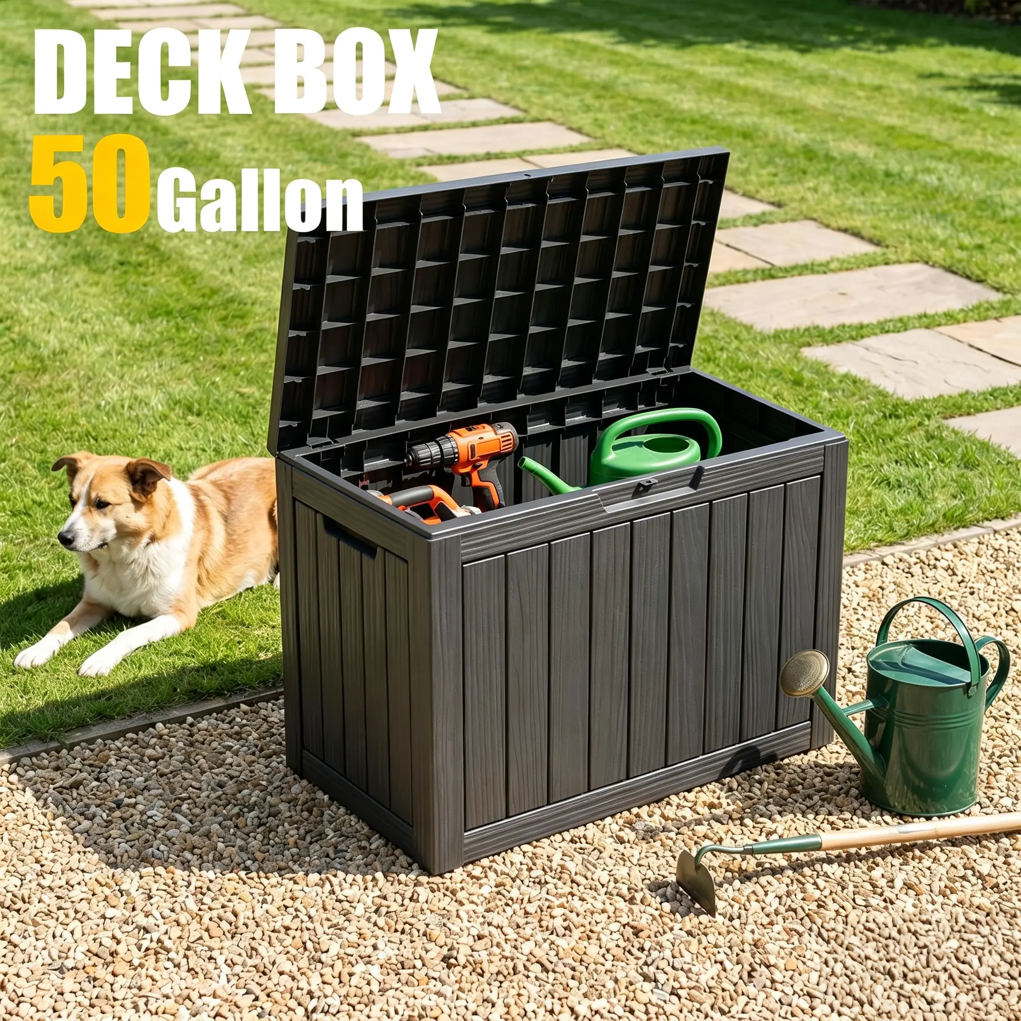 50 Gallon Outdoor Storage Organizer Waterproof UV-Resistant Lockable Lid Say Goodbye to Backyard Clutter Forever 50 Gallon Outdoor Storage Organizer Waterproof UV-Resistant Lockable Lid Say Goodbye to Backyard Clutter Forever