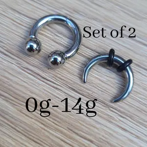Set of 2 Horseshoe Pincher Silver 316L Surgical Steel 0g 2g 4g 6g 8g 10g 12g 14g septum stretching piercing jewelry 12mm 1/2" men women big