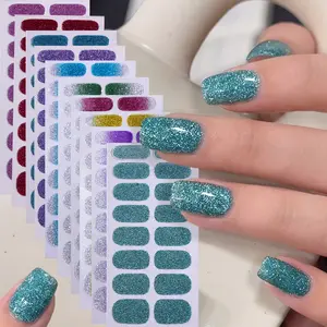Self-Stick Glitter Nail Art Stickers Set, Various, Shimmery Finish, Easy Peel & Stick, No Light Needed, Home Manicure Decorations for Women Girls