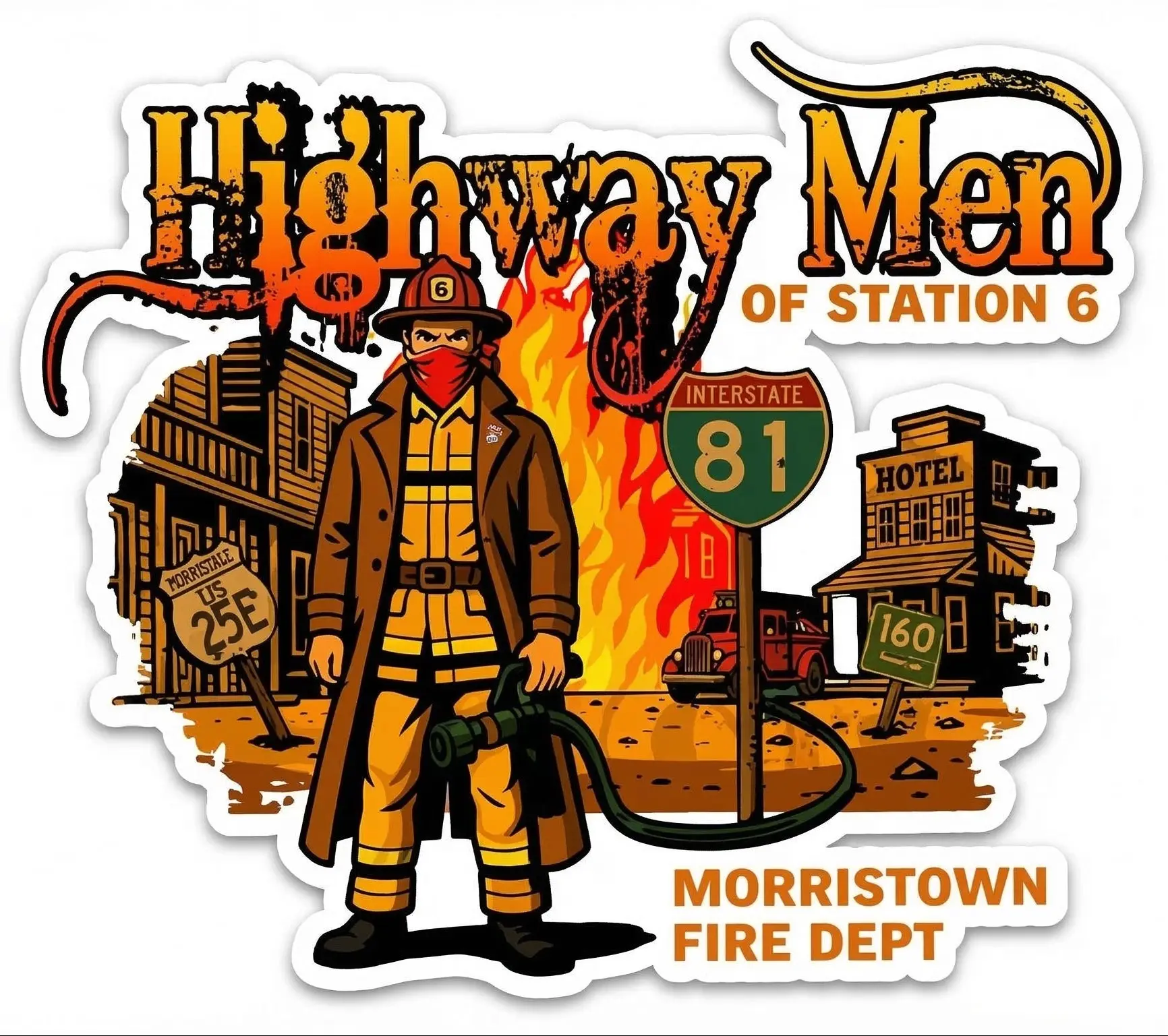 Highway Men of Station 6 Helmet Window or Helmet Decal Highway Men of Station 6 Helmet Window or Helmet Decal
