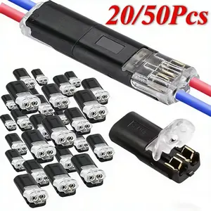50PCS 2 Pin LED Wire Connectors – Push-In Solderless Quick Connect Terminal Blocks with Locking Buckle, AWG 18-22 Plug-In Connectors for LED Strip Lights & Low Voltage DIY