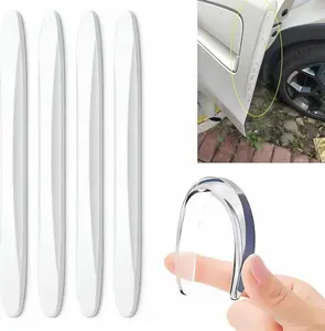 4Pcs Silicone Car Door Edge Guards, Anti-Collision Bumper Guard Protector Clear Strips Protector Universal Car Door Protectors Trim Molding for Sedans SUV Bumper Rearview Mirror (Transparent)