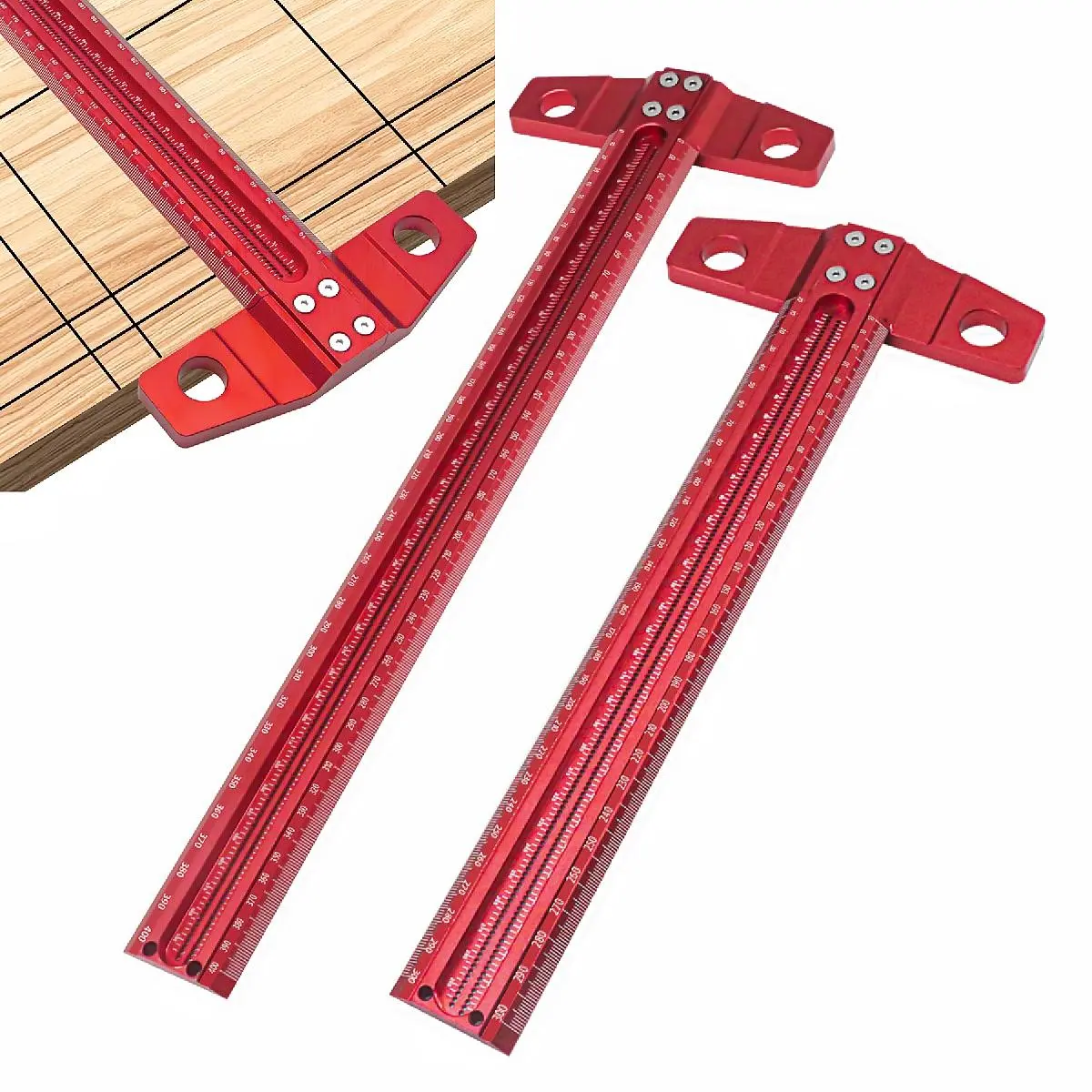 Woodworking Scriber T-Square Ruler, 90 Degree Line Gauge Scriber Tool, Measuring Marking Tool, Precision Crossed-Out Hole Scribing Ruler for Woodworking, Measuring and Layout