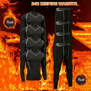 8pcs Print Fleece Sports Outfit For Men - Suitable For Running, Gym Use, Winter And Autumn Wear, Providing Warmth And Comfort. Tight-fitting Gear For Morning And Night Running, Training And Winter Sports. Sleeve summerwins,summerwins