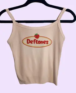 Deftones tank top Strawberry shortcake tank top parody numetal tank top skull Metal tank top ribbed design hand cropped tank .