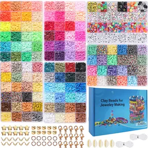 13000 Pieces 6 Box Bead Set, 120 Colors Soft Clay DIY Mix Beads DIY Jewelry Making Kit, Fashion Handmade Bracelet & Necklace Set, Perfect Gift for Christmas, Valentine's Day, Birthday