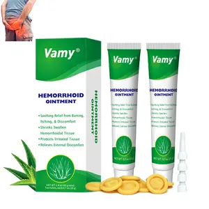 VAMY Organic Natural Hemorrhoid Healing Gel Cream (1.4 oz) - Aloe-Rich Therapeutic Treatment for Sensitive Skin, Gentle Relief for Pain, Itching, Swelling, Includes Finger Cots for Clean Hygiene