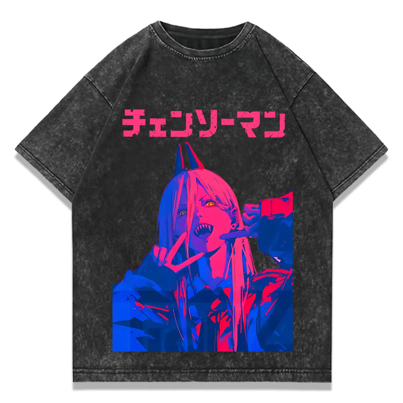 valentine shirts Anime  Vintage Washed T-shirtPava Devil Graphic T Shirts Men Women Casual Fashion T-shirts Streetwear Menswear