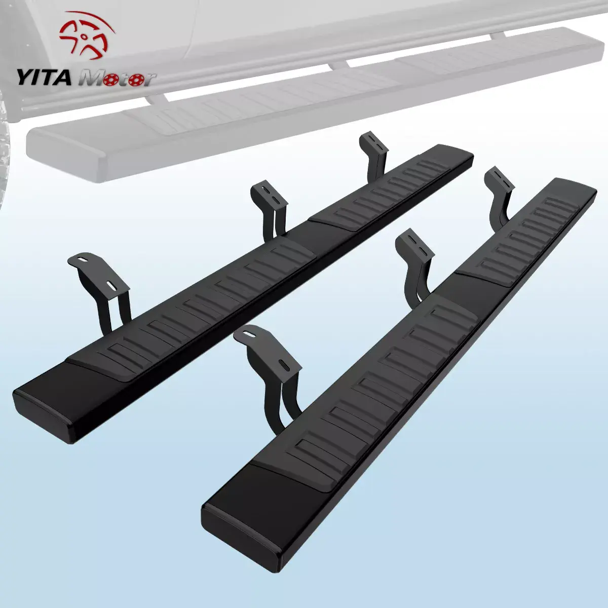 YITAMOTOR 6 Inches Running Boards Compatible with 2007-2021 Toyota Tundra Double Cab(2 Half-Size Rear Doors), Aluminum Black Side Steps Nerf Bars