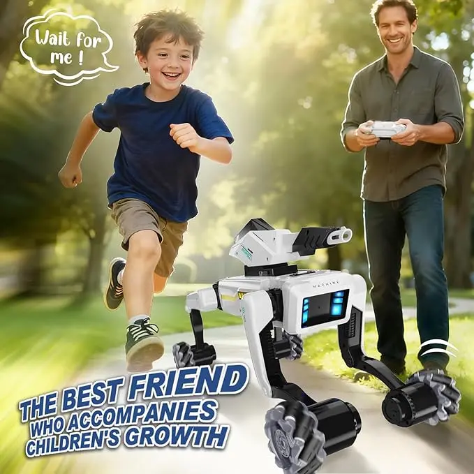 Akeleo RC Robot Dog Toy, 3-in-1 Robot Dog with Wheels Kit,Voice & Remote Control, 30+ Bionic Actions, Voice & Remote Control,Programmable Moves, Rechargeable Battery,Mecanum Wheels, Built-In Fun Songs Transfor,STEM Toy for Kids,Gifts for Boys,Ages 6+