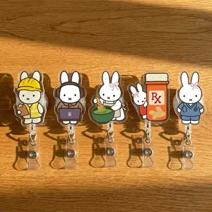 Miffy Style Bunny Badge Reel Bundle Nurse ID Holder Cute Medical Accessories
