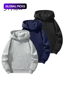 Men's Solid Color Essential Hooded Sweatshirt, Autumn & Winter Regular Fit Casual Long Sleeved Hoodie, Men's Daily Wear Clothing, Menswear Tops