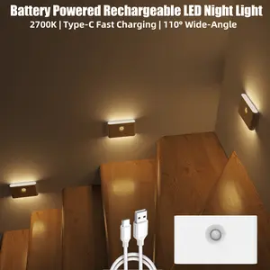 Motion Sensor Stair Light Indoor Rechargeable, 2700K Warm Light Night Lights Indoor for Step, Hallway, Toilet, Magnetic Stick-On Wall Lights, 3 Modes & 3 Color Temperatures(White) Elegant Lighting Smart Sensing