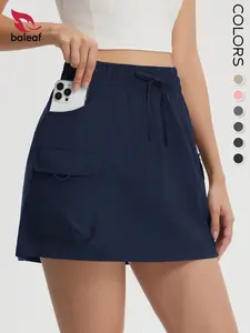 BALEAF High Waisted Active Cargo Skorts for Women with Pockets, Multi-Purpose Tummy Control Skort, UPF 50+ Water Resistant Hiking Skirt for Tennis Golf Gym Running Travel Lightweight Stretch Comfy Teacher Casual Outdoor Sun Protection Skirt