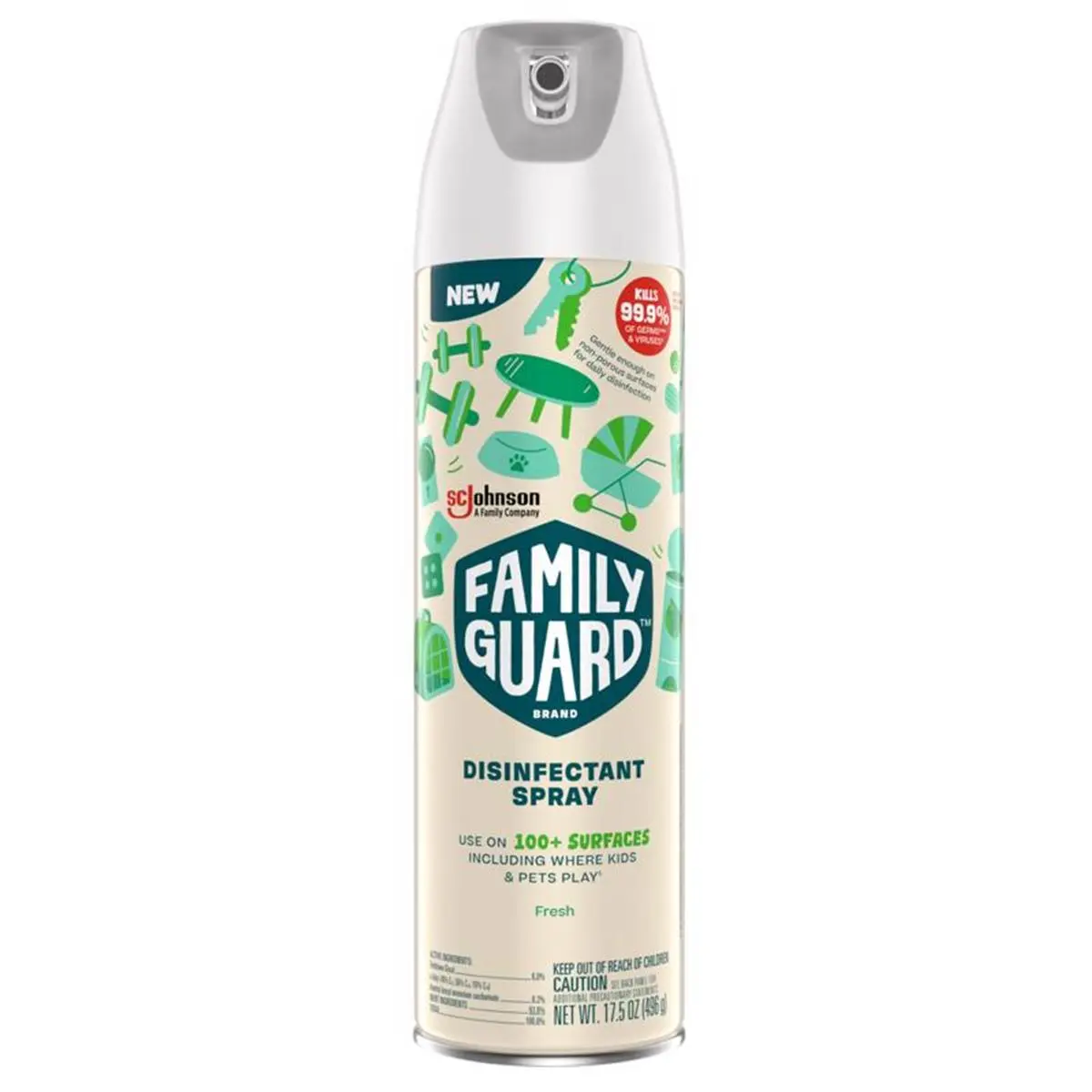 212 MAIN Family Guard 17.5oz Scented Disinfectant Spray - Multi-Surface Cleaner, Mildew Stain Remover, 8-Pack for Household Use